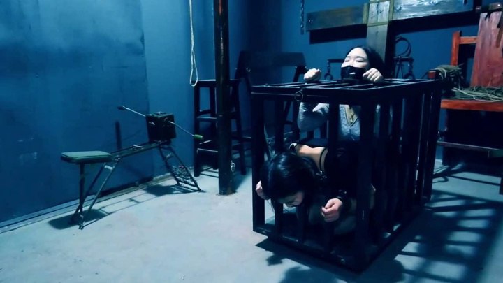 #胜景《塑料姐妹》第四集 两姐妹被金主爸爸关在一个笼子里折磨又戴上金属枷鞭打折磨她们.mp4